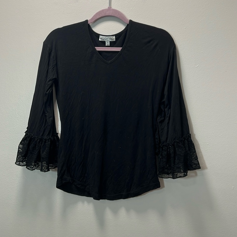 Lace Sleeve Black Top by Stem & Vine - Whimsygoth